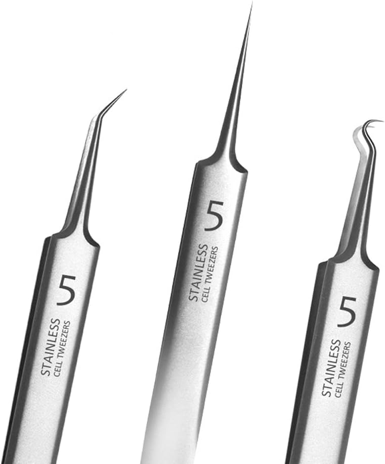BLAAROOM Professional Facial Blackhead Remover Tweezers,3Pcs Precision Pimple Popper Tool Kit for Whitehead Ance Blemishs Comedones Stainless Steel Makeup Tool - Matte - Image 1